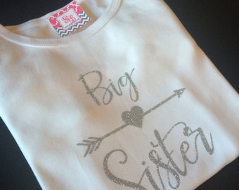 Silver Glitter Big sister t-shirt