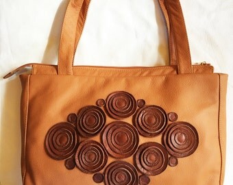 Brown Leather Purse, floral leather bag, womens Laptop Bag spring Botanist Purse Spring, retro Travel bag,  floral boho bag, xl luggage