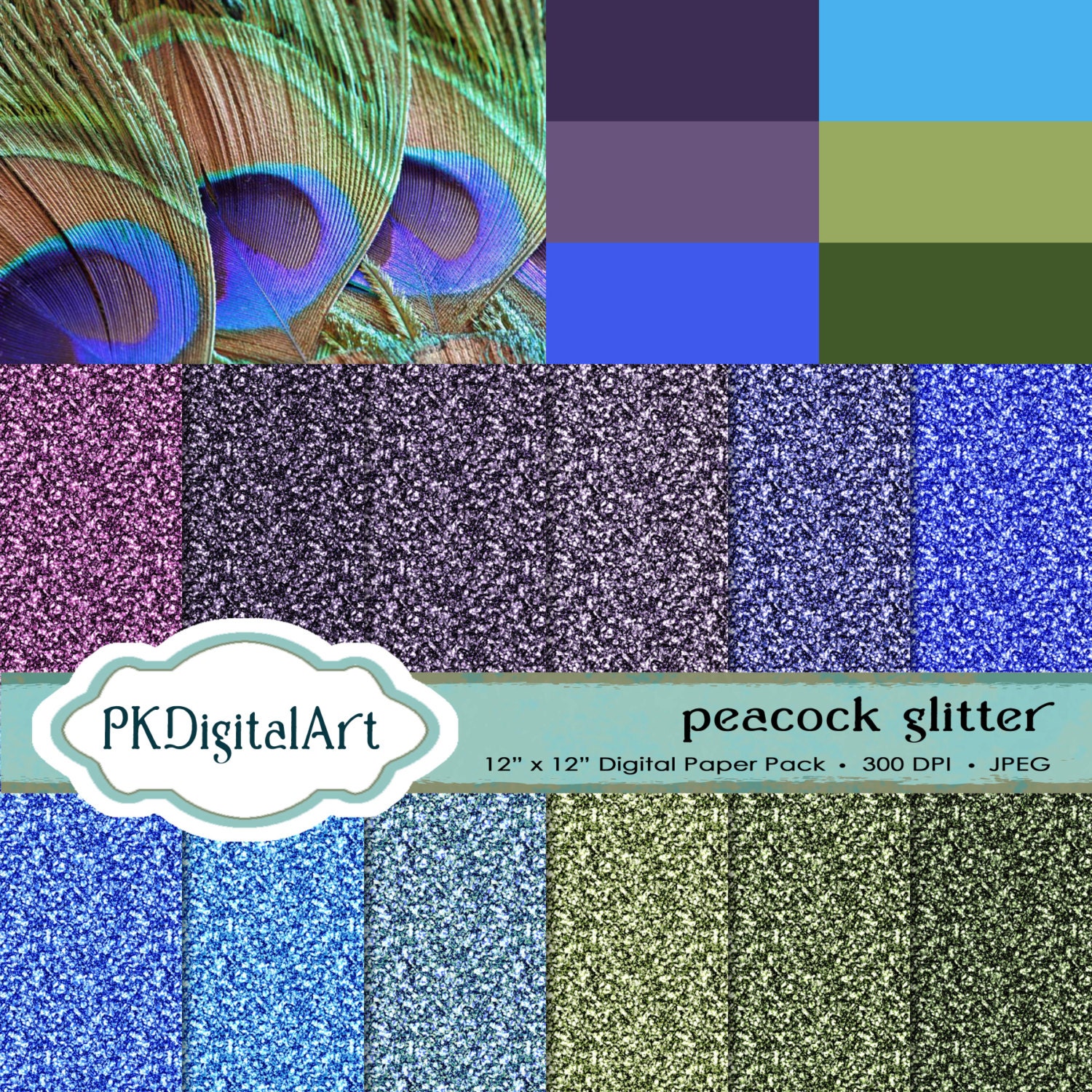 Download Glitter Paper Pack of Peacock FeathersColors of by ...