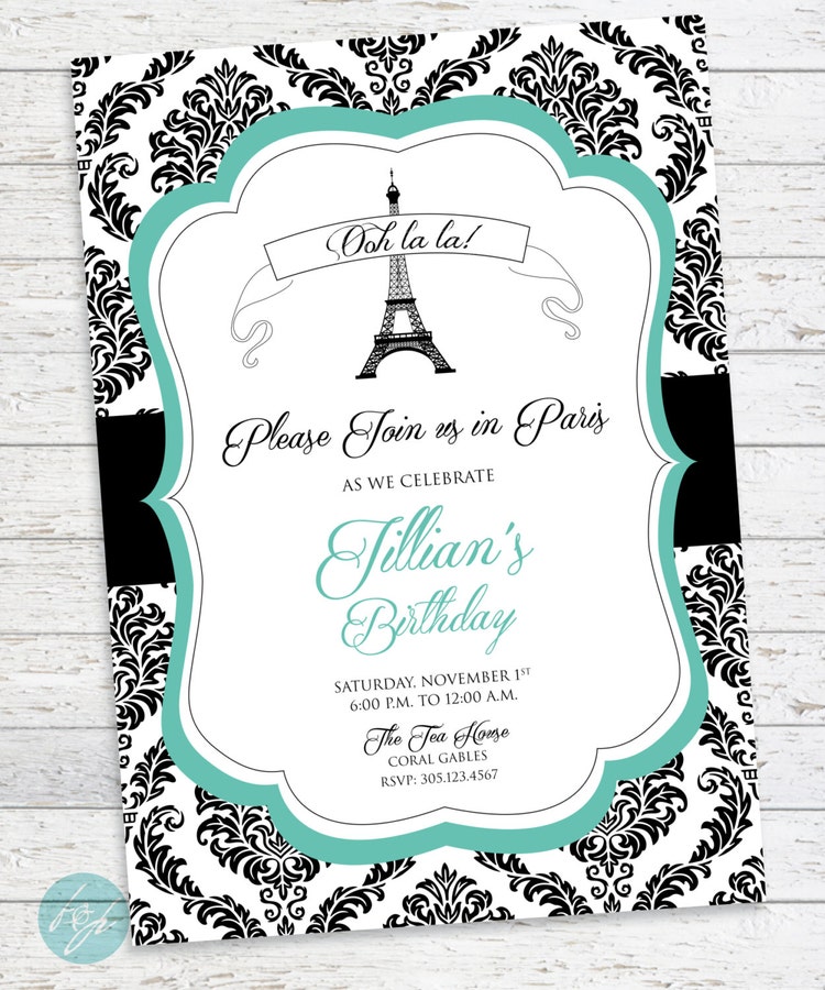 Parisian Birthday Invitation French Party Paris by FlairandPaper
