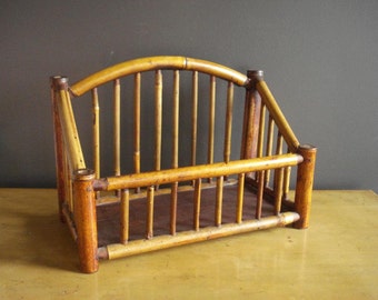 Vintage Magazine Rack - Bamboo Book or Magazine Caddy