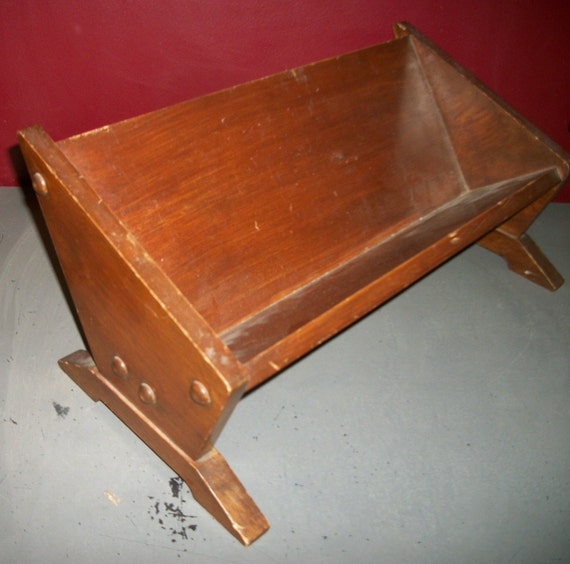 Vintage Wood Tabletop Bookshelf Countertop Cookbook Shelf