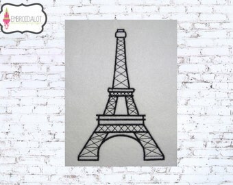 Eiffel tower machine embroidery design. French embroidery design, quick and easy to add some flare to your project, 4 x 4, 5 x 7, 6 x 10.
