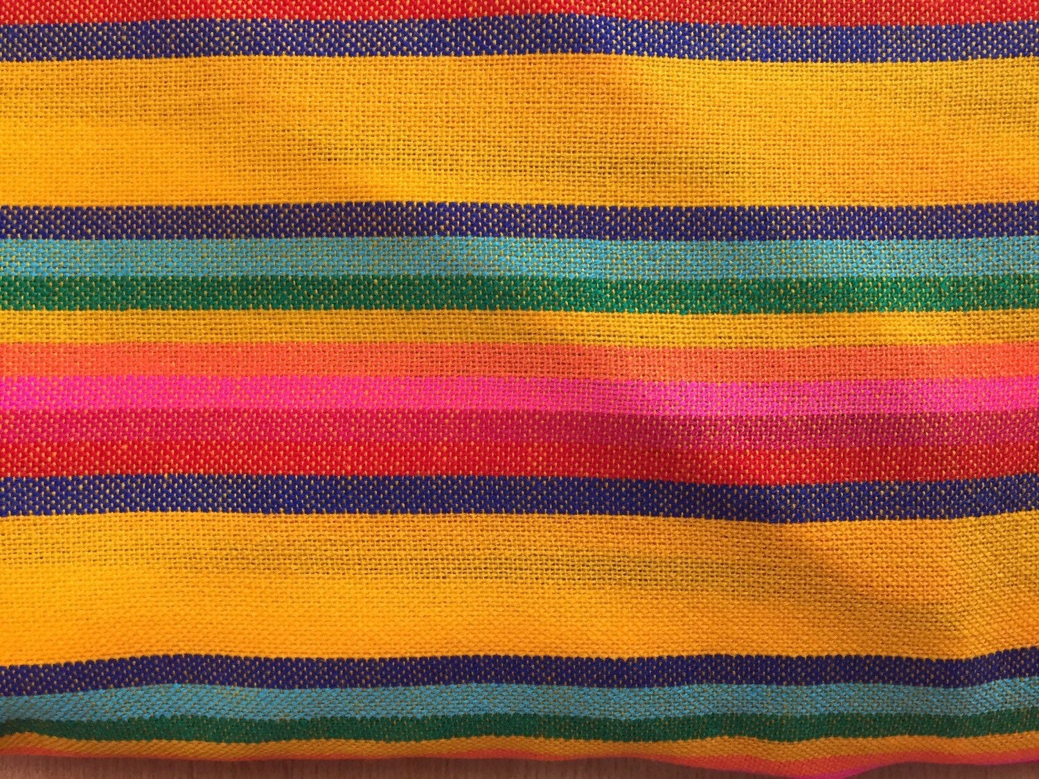 Ethnic Mexican Colorful Bright Yellow Striped Fabric Yard Cambaya from ...