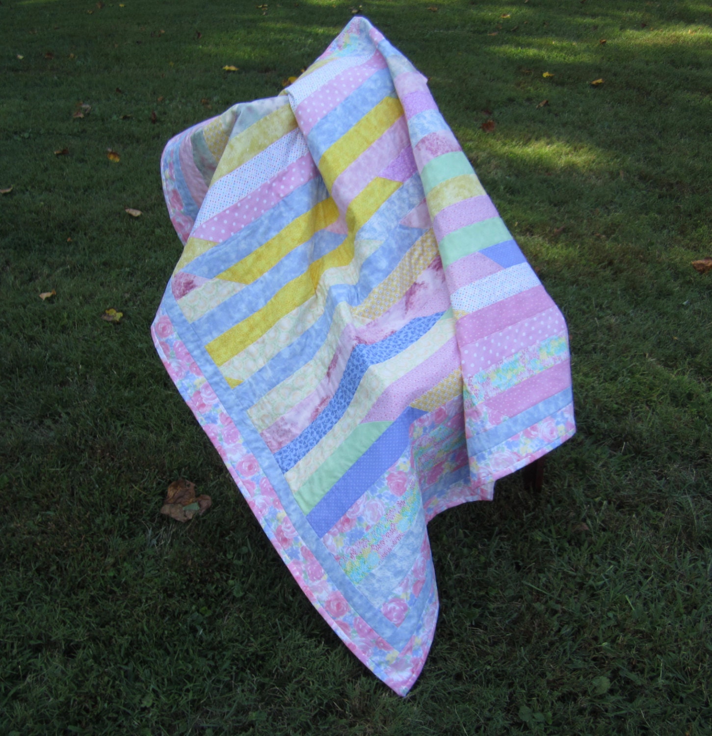 Jelly Roll Quilt Pastels Quiltsy Handmade Small