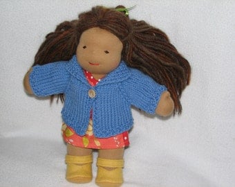 Waldorf Doll Sweater for 10 inch Doll in Blue Wool RTG