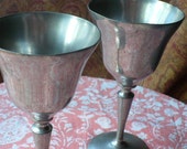 Pewter Wine Goblets, Vintage Pewter, Wine Goblet, For Your Favorite Duo, Wedding Wine Glass, Gift for Hostess, Anniversary Gift, Hot Gift