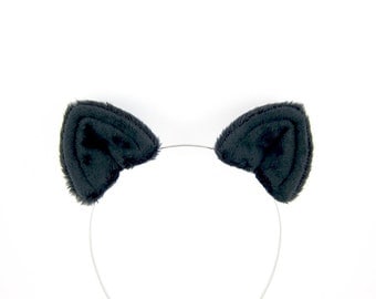 Black Cat Ears Hair Clips Fluffy Plush Costume Ears