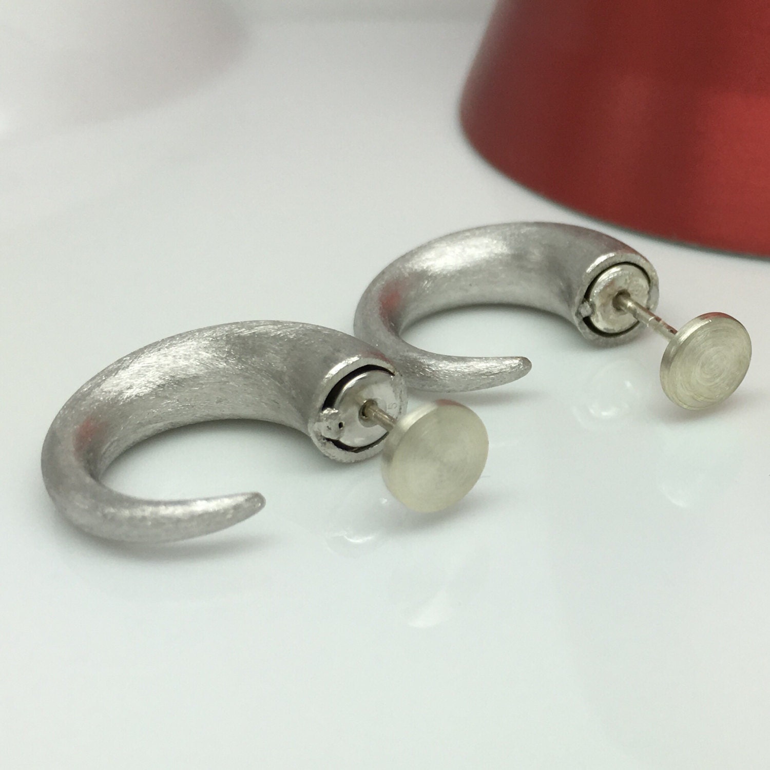 Unique devil's horn stud earrings mens stud earrings