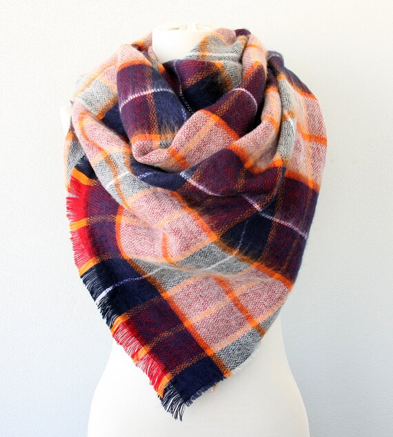 purple plaid blanket scarf