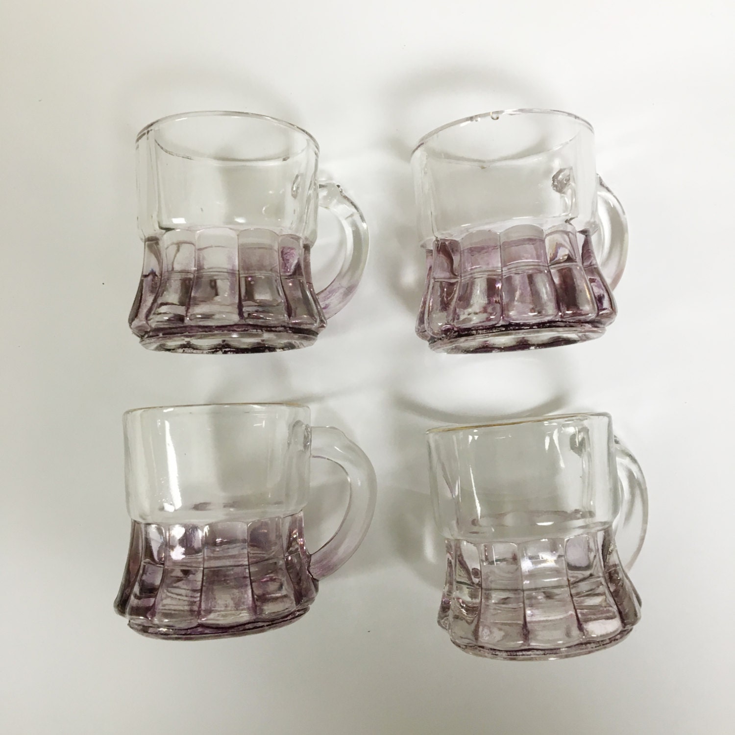 Vintage Miniature Beer Mug Shot Glasses Pink Translucent