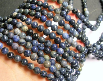 Dumortierite - 8 mm round beads -1 full strand - 50 beads - RFG501