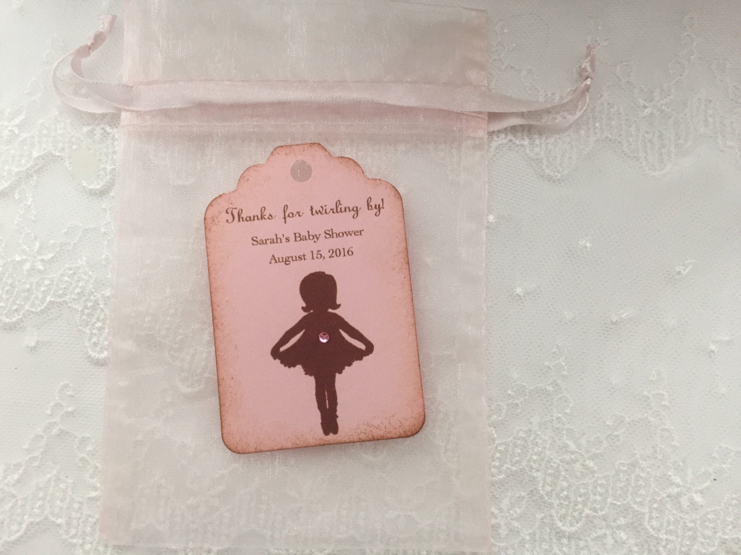 Pink Ballerina Baby Shower Favor Set Organza by BabyOnTheWings