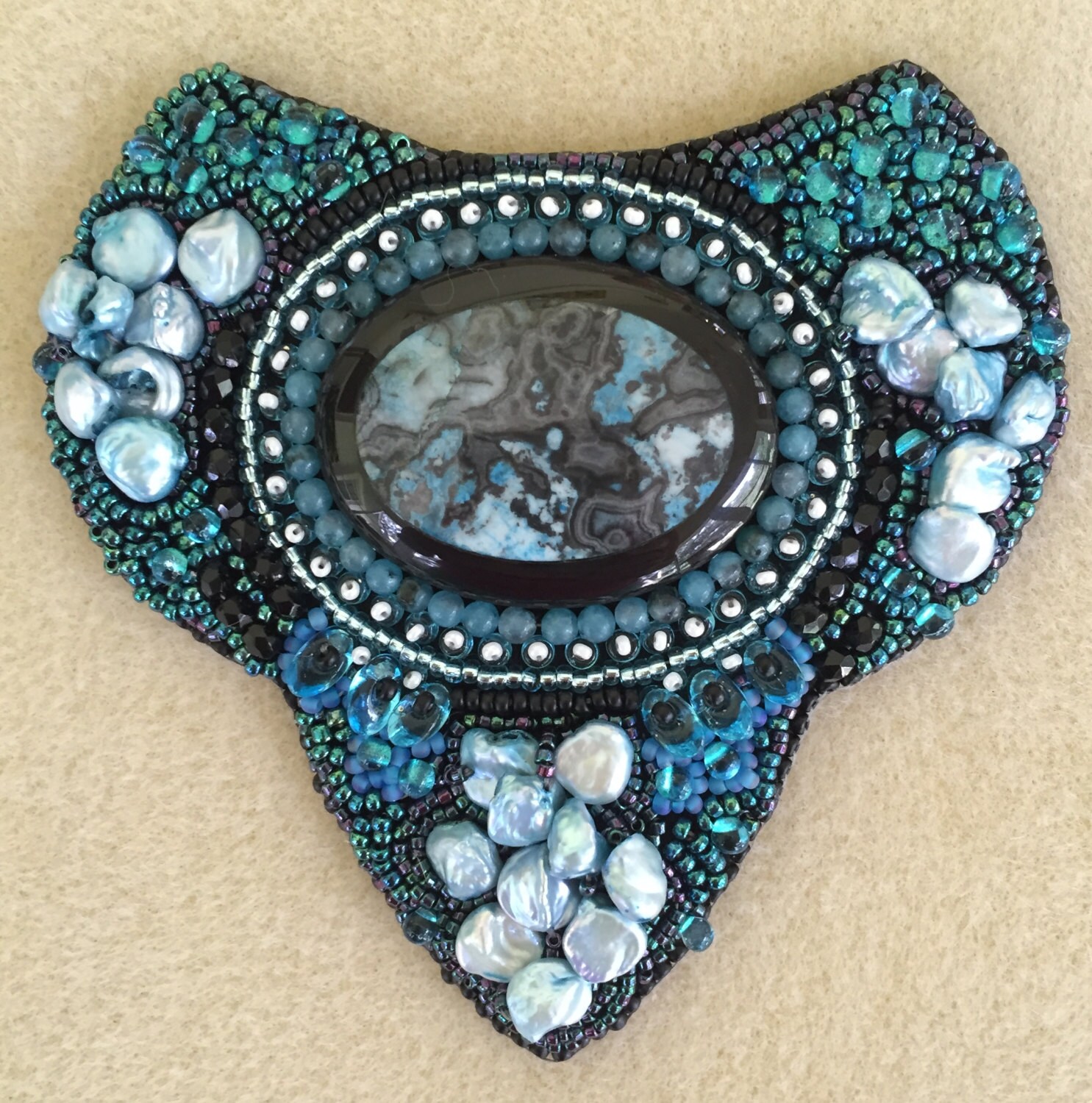 PATTERN The Shield or Holly's Cab bead embroidery necklace