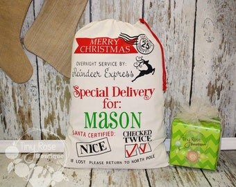 Personalized Santa Sack - Custom Name Christmas Gift Bag
