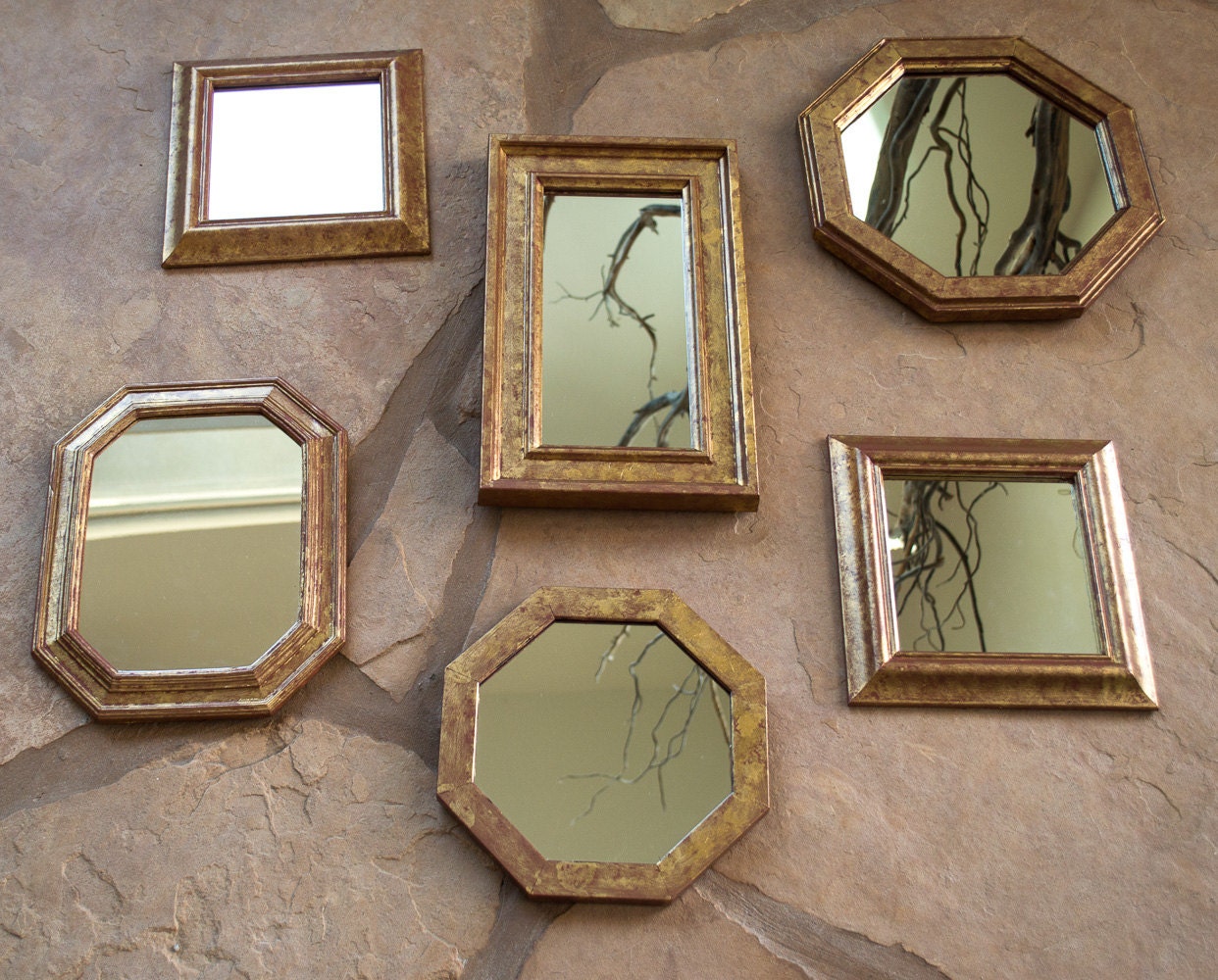 Wall Mirror Arrangement Set of Six Hand Painted Florentine