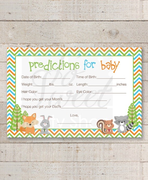 Baby Prediction Cards Woodland Animals Foxy Mama Shower Il 570xn