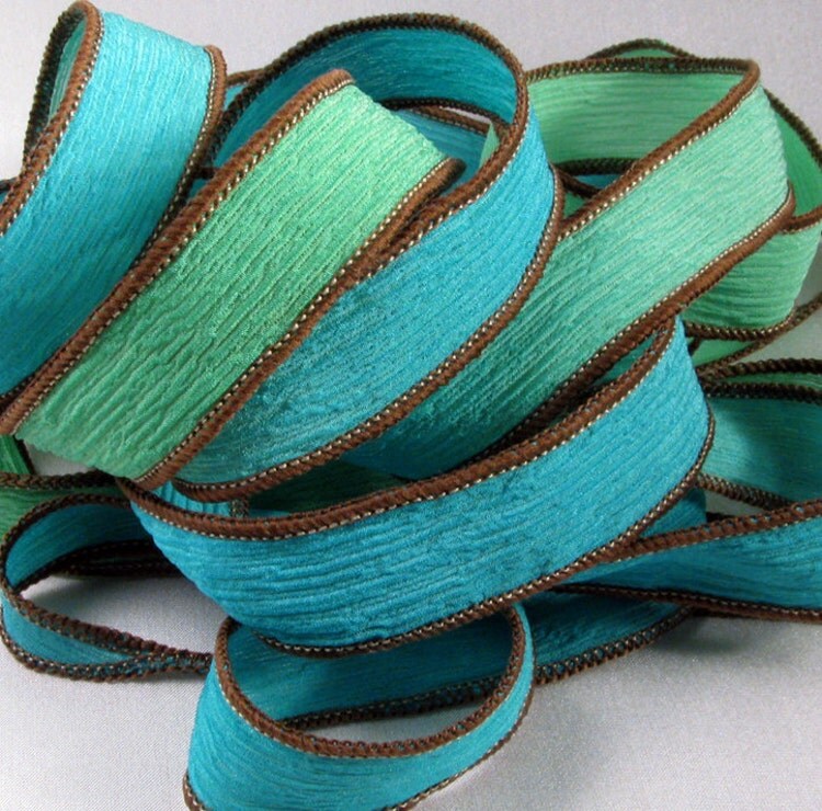 Silk Ribbons Hand Dyed Silk Ribbons Silk crinkle by Quintess