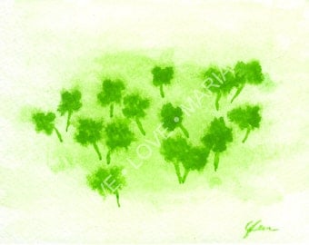 Shamrock Patch Watercolor - 4 x 5 original paining