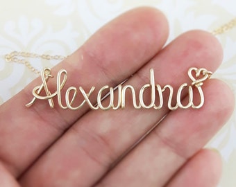 Wire Name Necklace, Custom Name Necklace, Personalized Name Necklace, Bridesmaid Necklace, Bridesmaid Gift, Personalized Name Jewelry Gifts