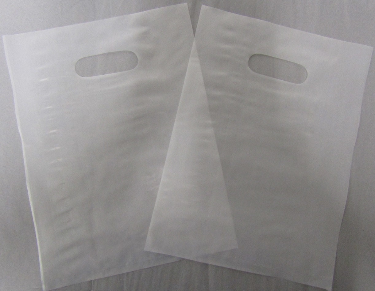 50 Pack Frosted Die Cut Handle Bags 9 x 12 in. // by displaydiva