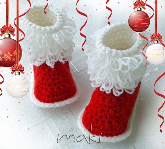 Fluffy baby boots crochet pattern Instant download Loop
