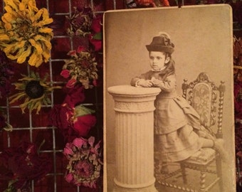 Cdv Antique Photo - Girl - Long Hair - Beautiful Clothes - Romsey England - Old Photo Sepia Photography