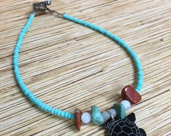 Etched Sea Turtle Anklet