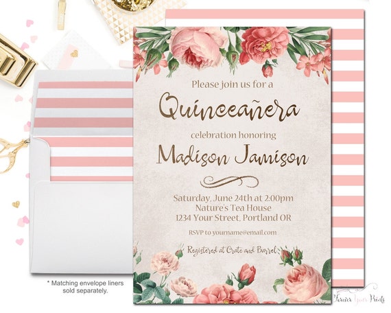Flower Quinceanera Invitations 2