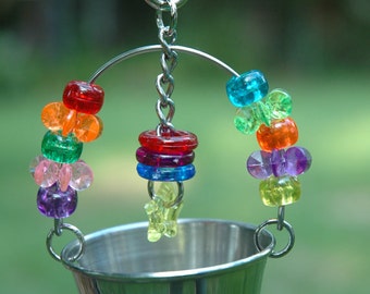 HappyWings Stainless Steel Foraging Bucket Toy For Small Parrots Parrotlets Linnies Lovebirds Budgies Green Cheek Conures