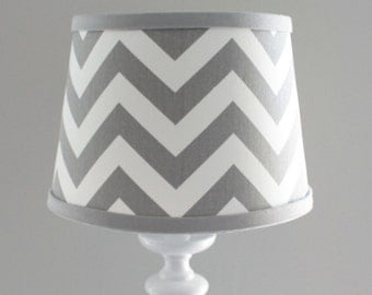 Small Gray White Chevron lamp shade with accent gray