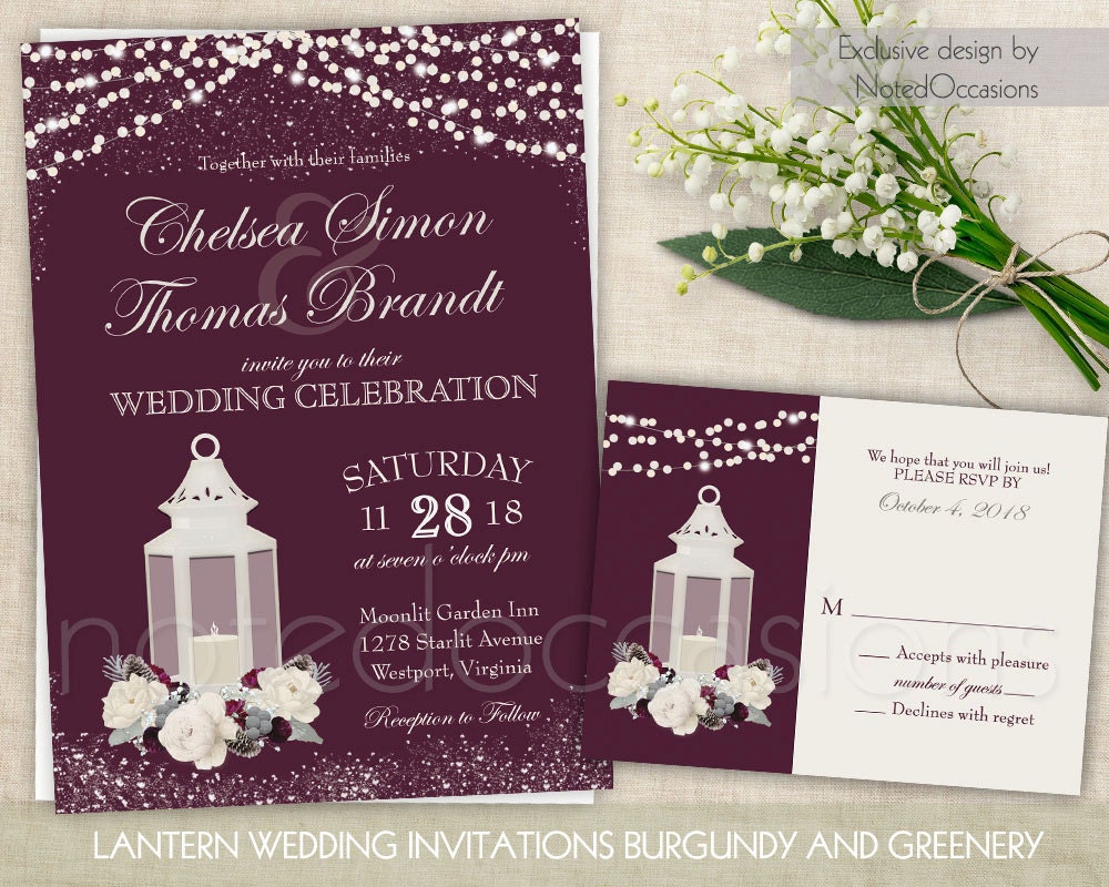 Lantern Wedding Invitation Winter Wedding Invite RSVP Suite