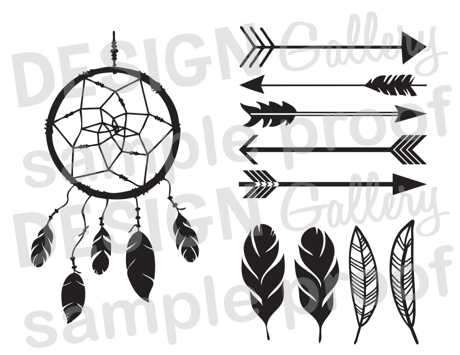 Arrows Dream Catcher Feathers DIY Instant Download SVG