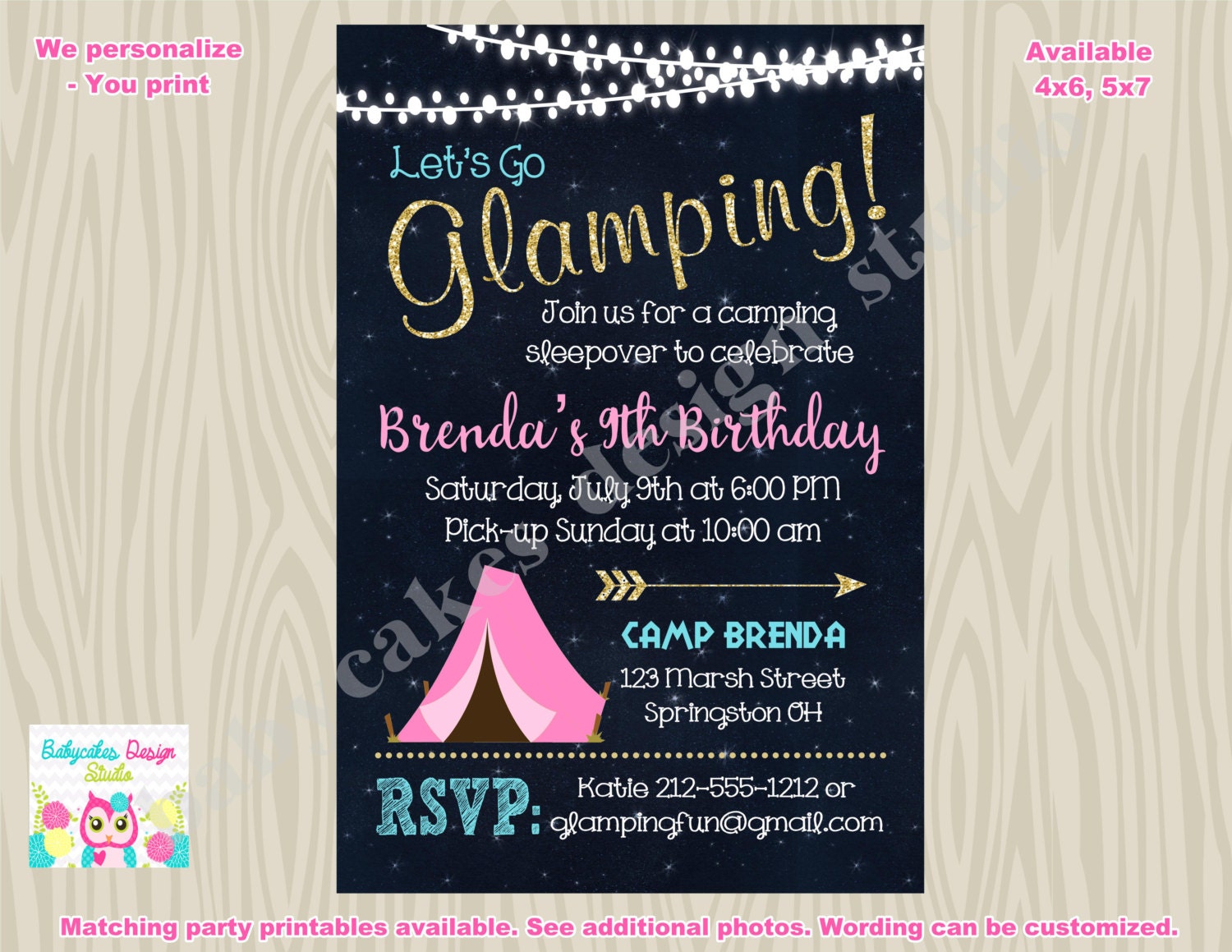 Glamping invitation glamping birthday invitation camping