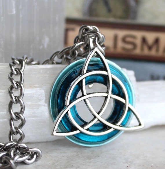 blue triquetra necklace celtic jewelry mens by NatureWithYou