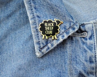 Enamel Pin Black Sheep Club Gold Metal Lapel Pin Flair Gifts under 10