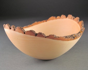 Natural Bark Edge Wooden Bowl Hand Turned From Box Elder Wood #1433