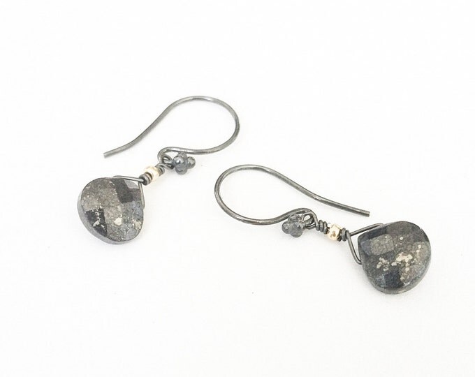 Silver Pyrite Earrings, Pyrite Earrings, Silver Pyrite, Pyrite, Silver Earrings