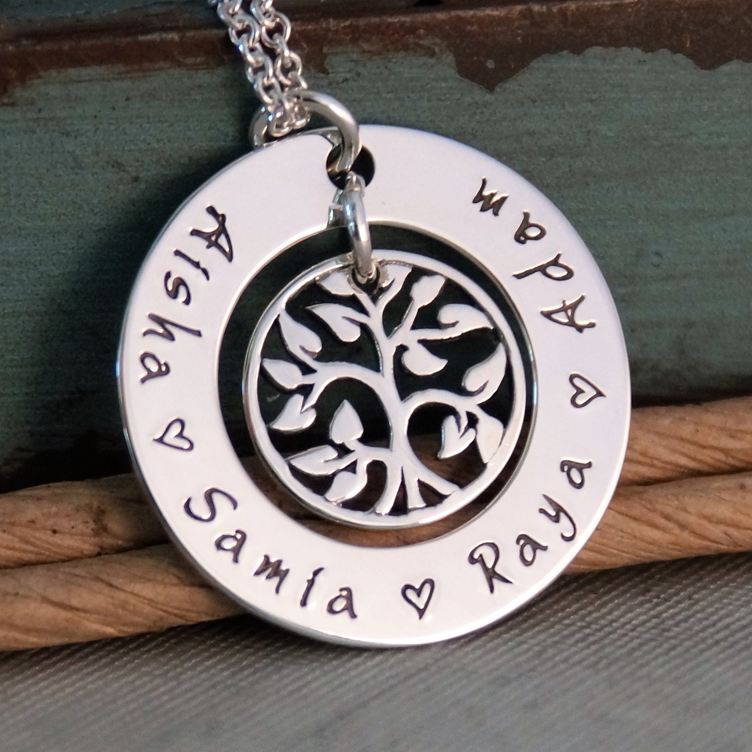 Hand Stamped Mommy Necklace Personalized Jewelry Sterling