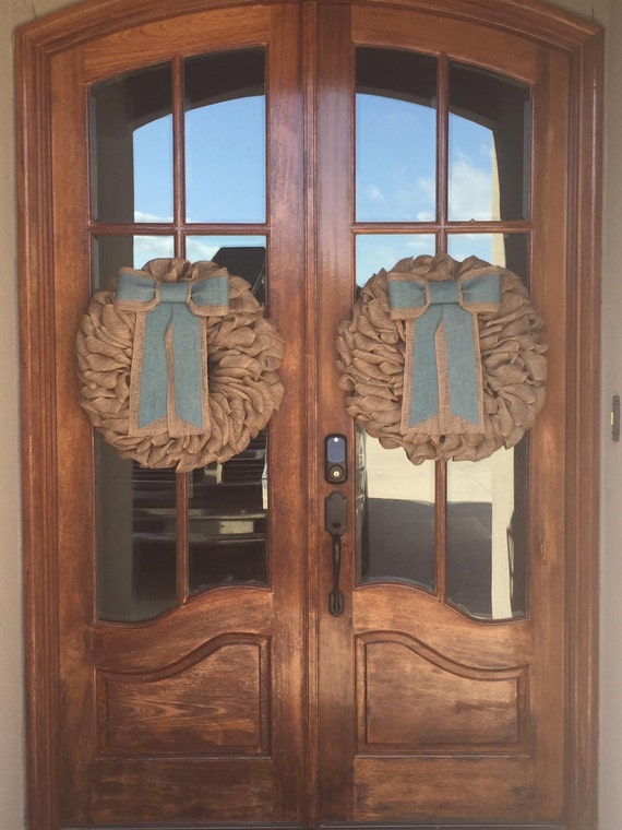 Rustic Double Door Wreaths French Country Decor Front Door