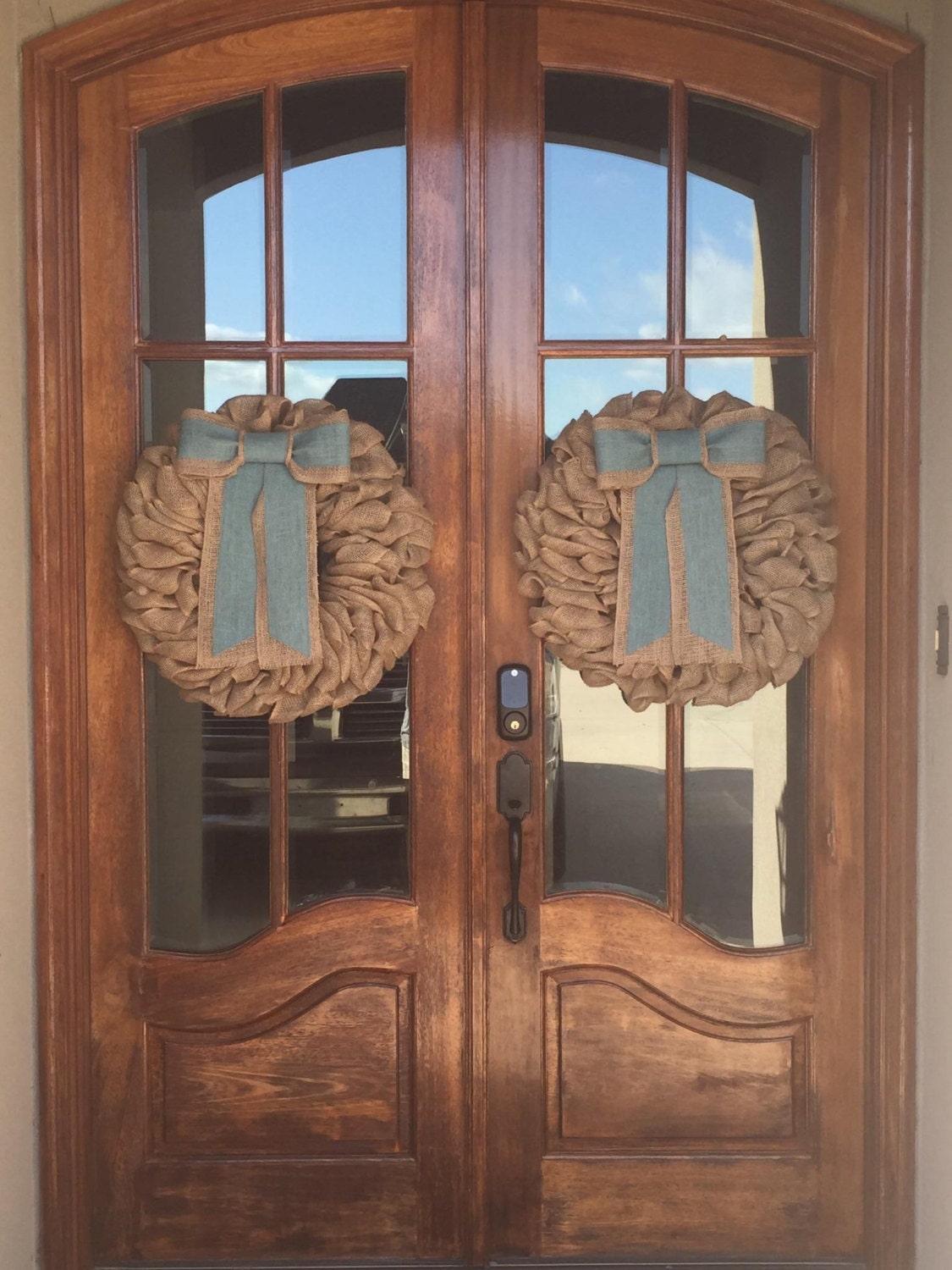 Rustic Double Door Wreaths French Country Decor Front Door