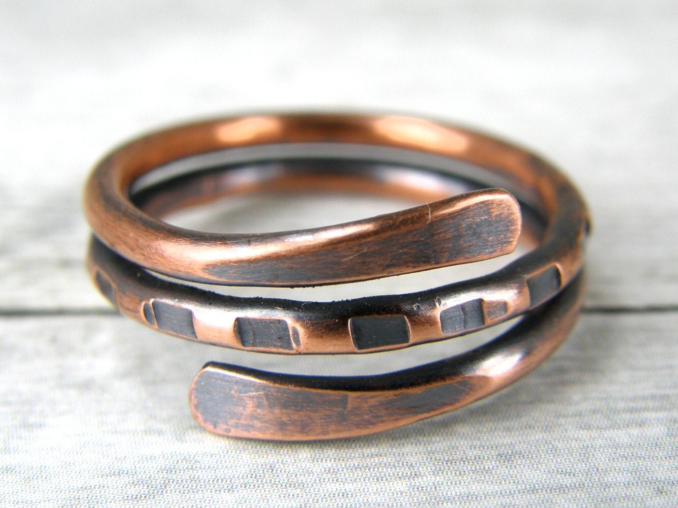 Antiqued Copper Wire Ring Distressed Boho Copper Ring 12