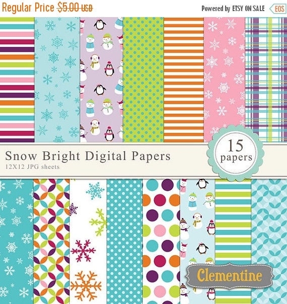 60% OFF SALE Bright winter digital papers by ClementineDigitals