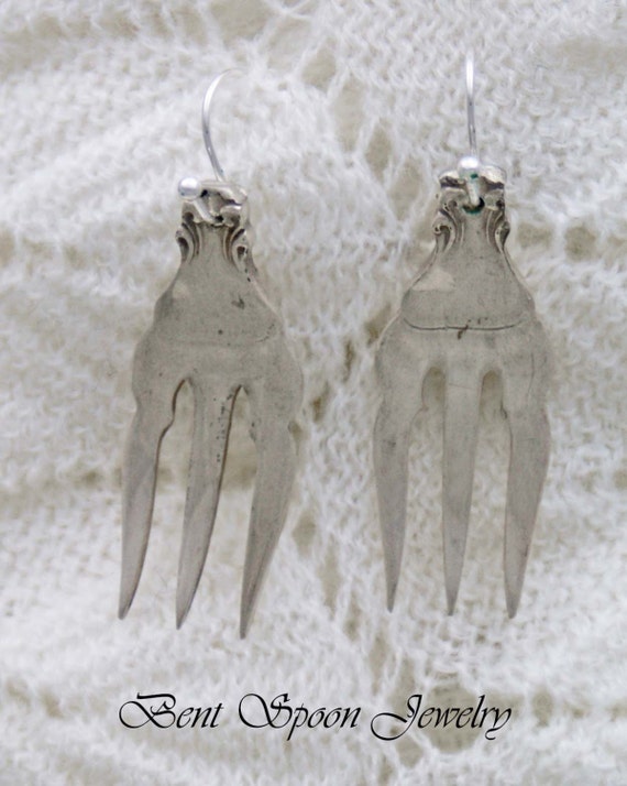 Fork Jewelry Vintage Fork Earrings Silverware Jewelry Bent