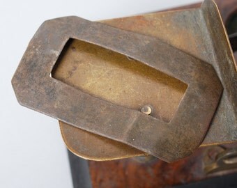 Antique brass plate, part of buckle, dark patina