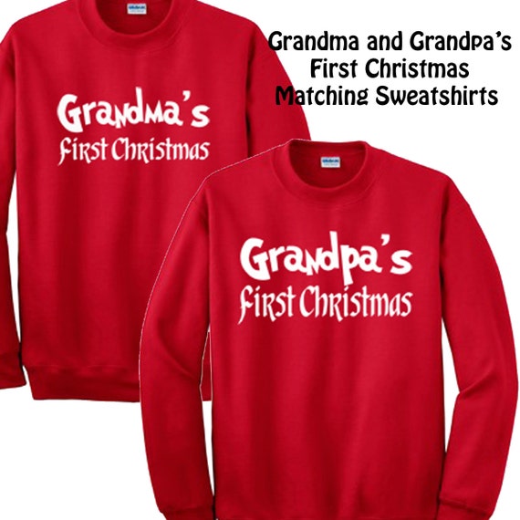 Grandma and Grandpa First Christmas Sweatshirt set Gift for