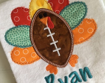 Turkey Football Thanksgiving Applique Embroidery Design 4x4 5x7 6x10 8x12