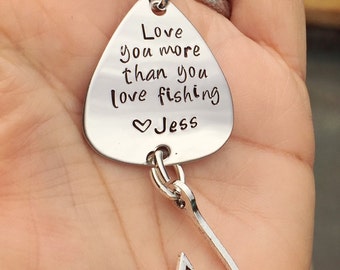 Fishing Keychain, Fishing, Boyfriend Gift, Fishing Lure, Personalized Fishing Lure, Love You More Than You Love Fishing