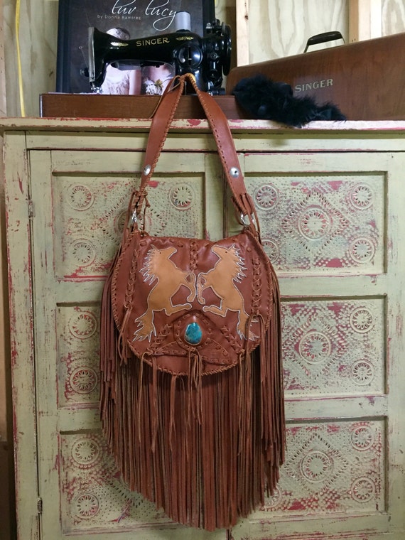Western style fringe bag /southwest style /leather fringe bag