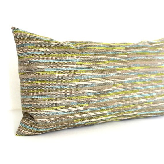 Lumbar Pillow Cover Blue Green Beige Textured by couchdwellers